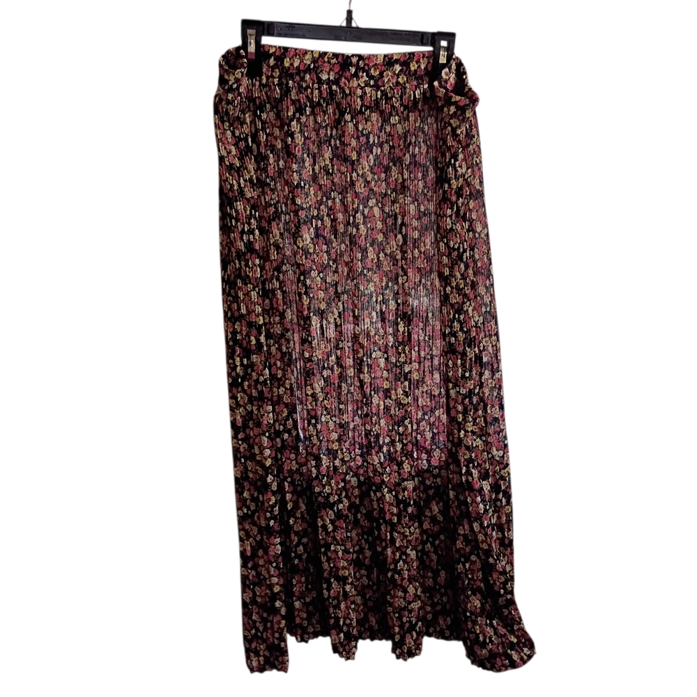 VTG Prophecy by Sag Harbor Floral Pleated Long Skirt Elastic Waist Size Large - Picture 3 of 6